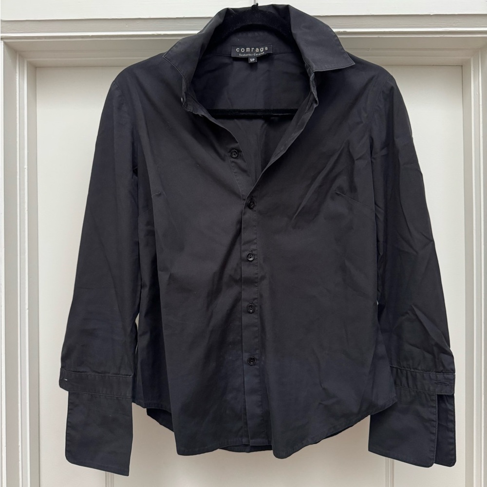 Comrags | Black Tailored Button Down Shirt with Pointed Collar
